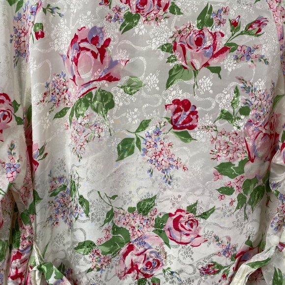 Vintage Maryann’s Boutique Peignoir Robe & Gown White Sz S Floral Satin Romantic - Picture 15 of 16